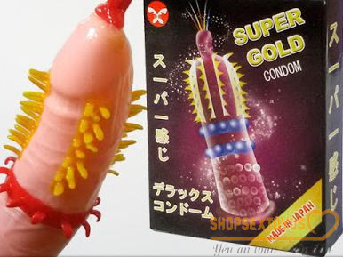 Bao cao su siêu gân gai Super Gold-BCSGD378 | Bao cao su Super Gold gân gai siêu kích thích